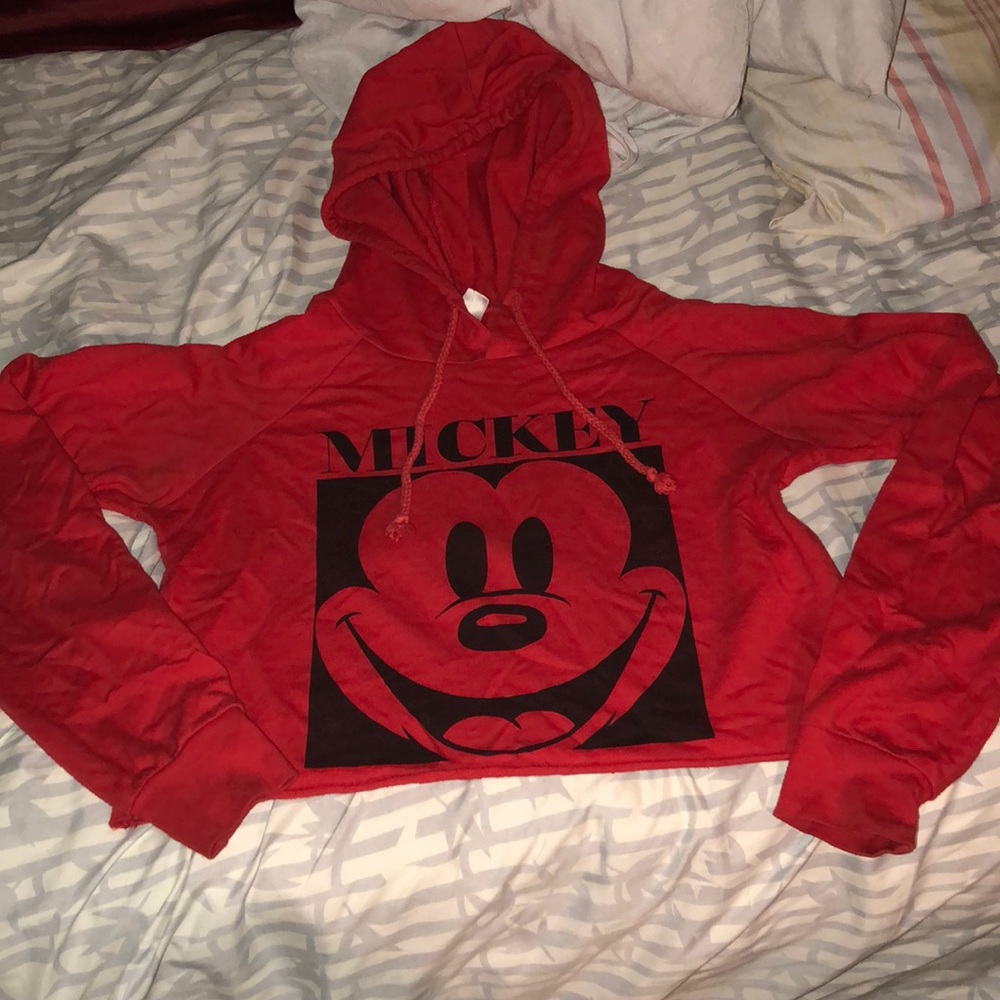 Red ( Mickey ) Crop Top Sweater